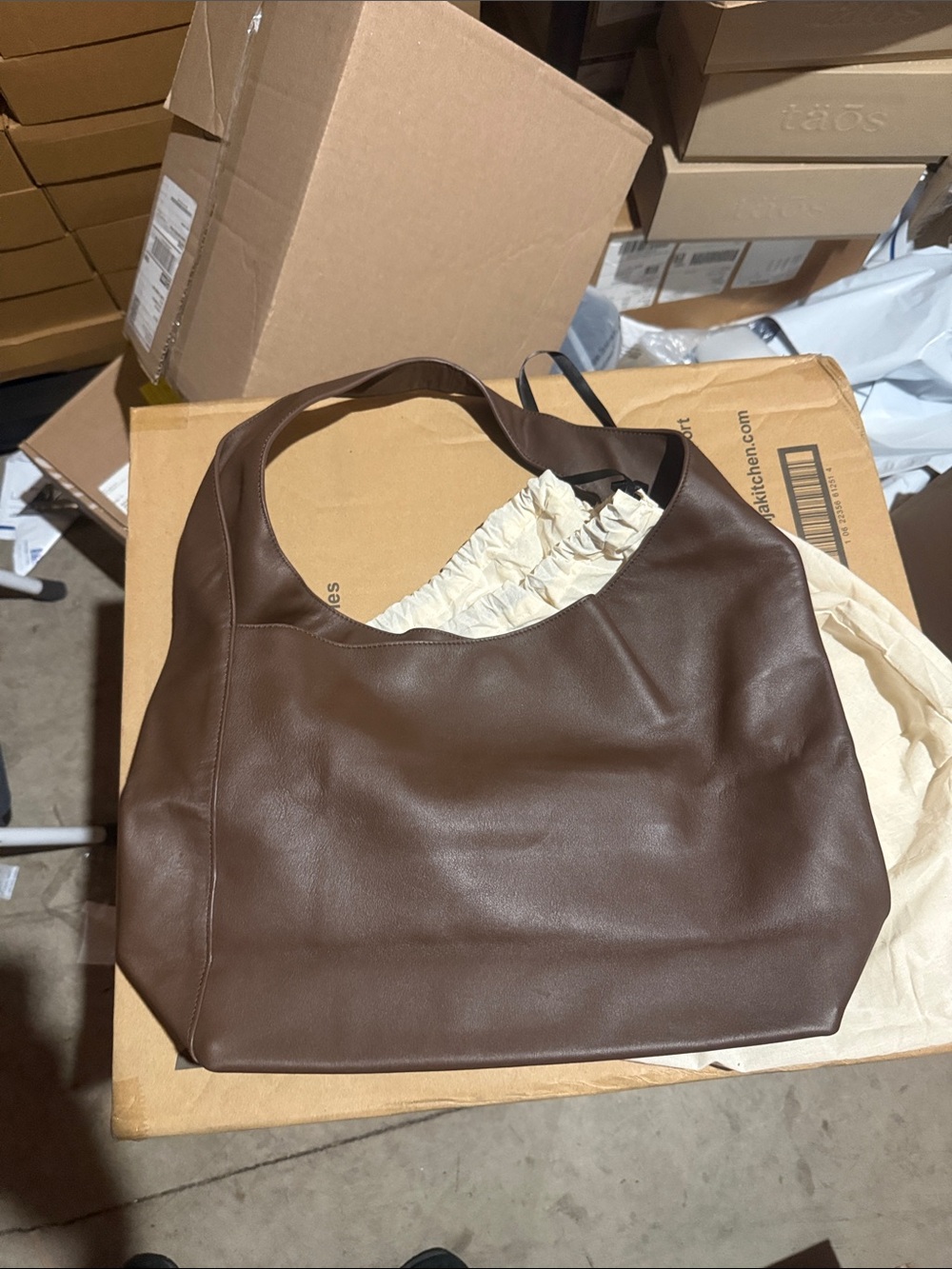 NWT Quince Leather Slouchy Shoulder Bag - Brown